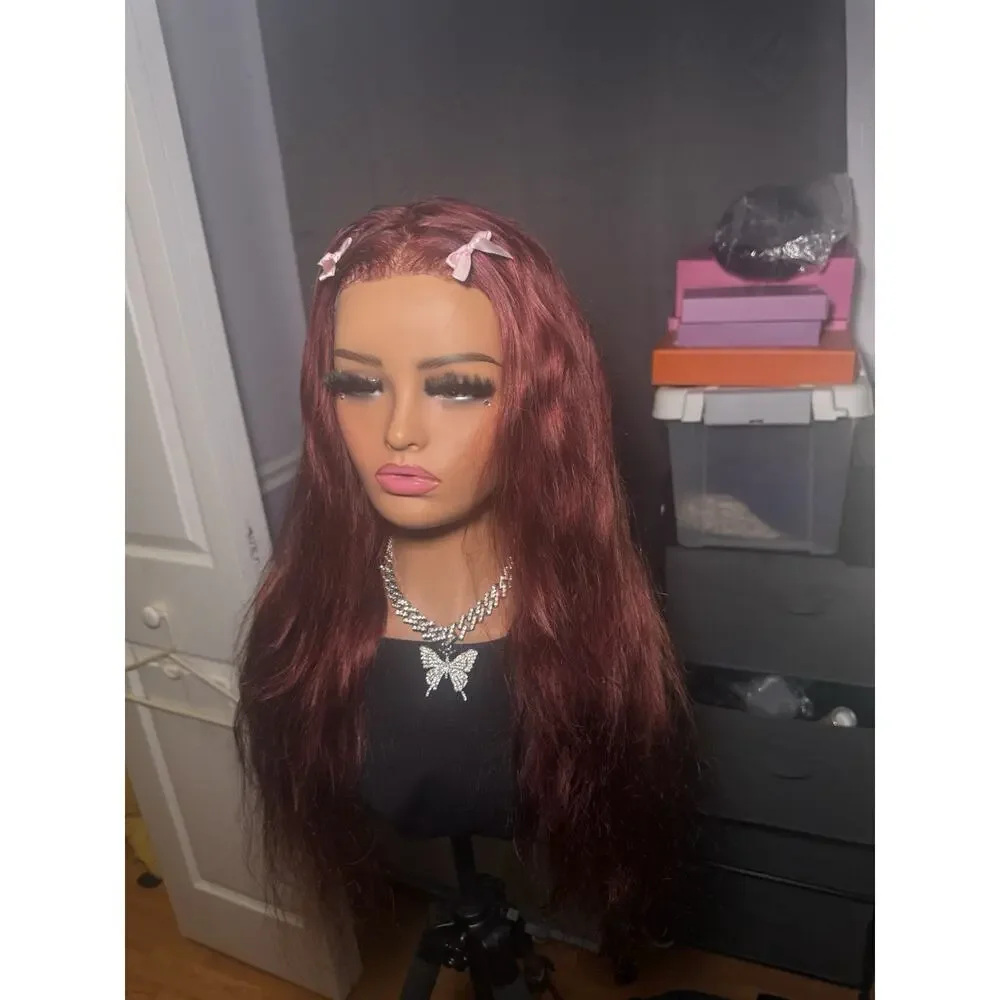 100% Human Hair 13x4 Lace Front Wig Burgundy